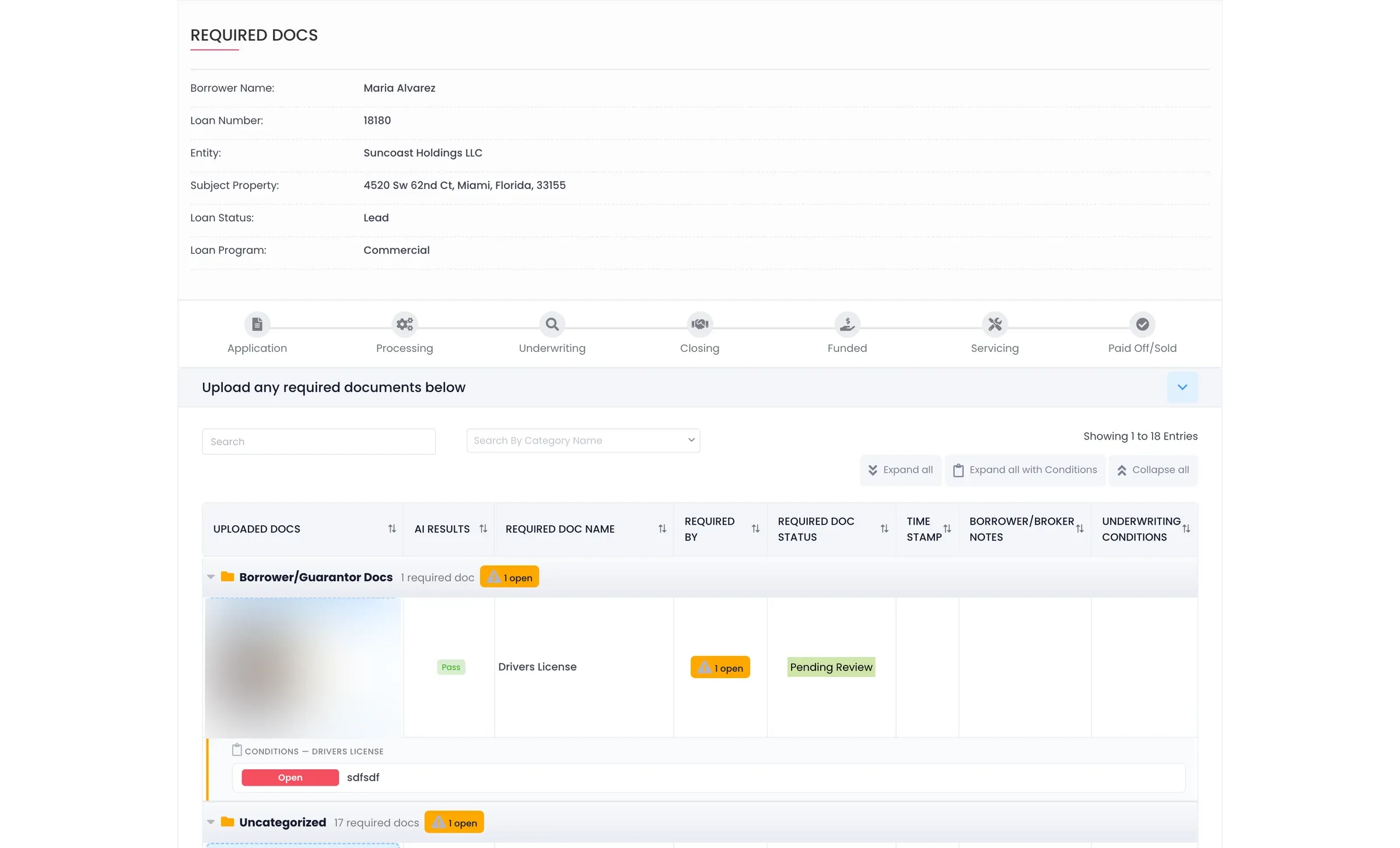 LendingWise borrower portal with loan status and required documents